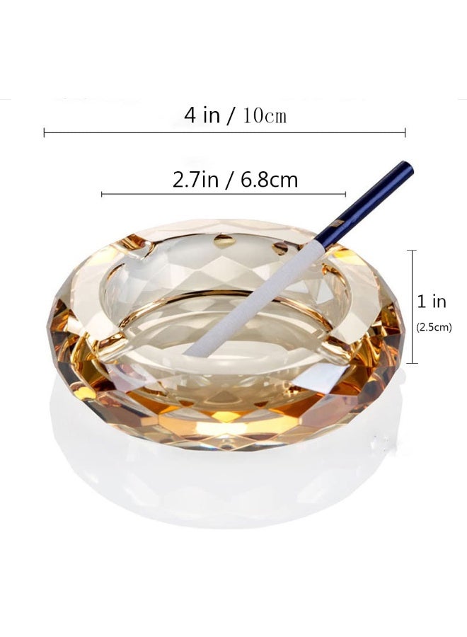 HOSTEESSCHOICE Crystal Glass Ashtray, Cigar Cigarettes Ashtray Holder Home Office Desktop Tabletop Decoration,Crystal Gold - Image 4